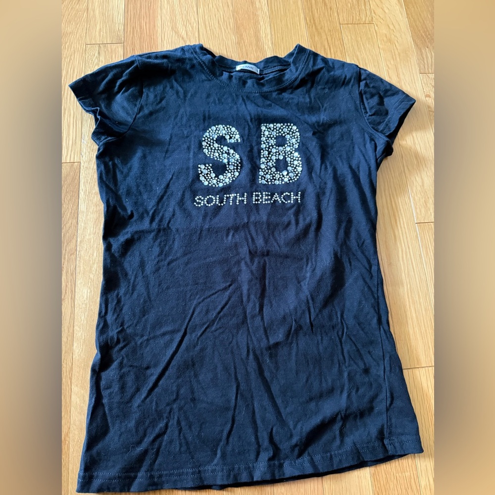 Women’s black small bling South Beach short-sleeve t-shirt. Washed. Never worn. - Picture 2 of 4